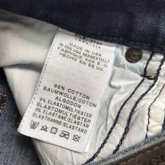 TRUE RELIGION Cora Jean Women 27 x 33 Tall Straight Slim Stretch Dark Blue Denim - Picture 9 of 15